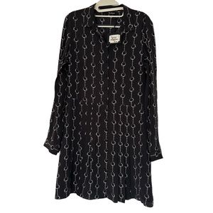 The‎ Kooples handcuffs on silk Black White Pleated Dress Size 3 / US Size L